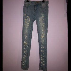blue extra skinny ripped jeans size1